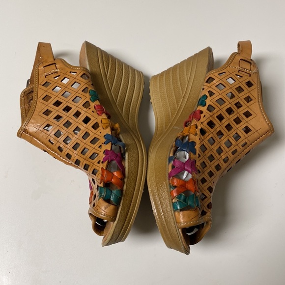 Multicolour Leather Wedge Sandals - Picture 3 of 12